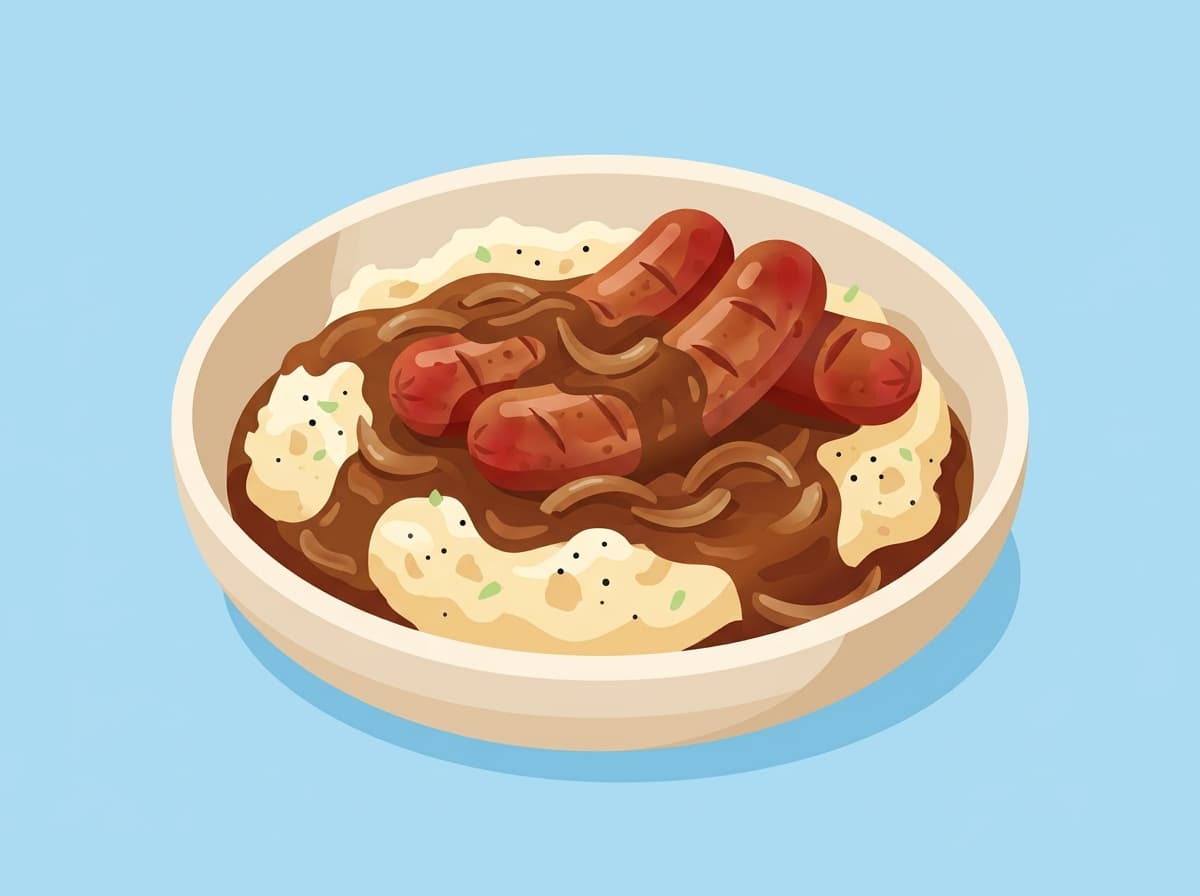 Bangers and Mash with Onion Gravy